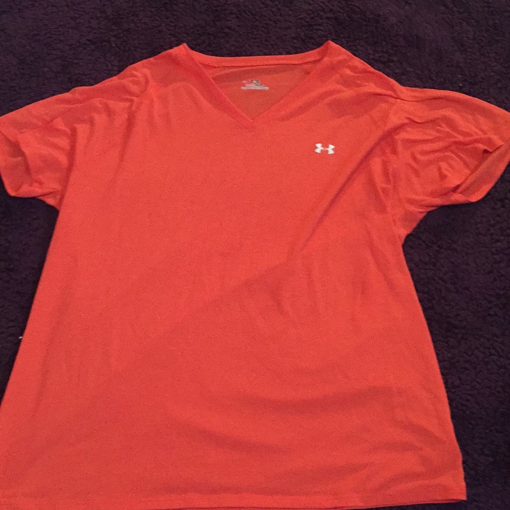 Orange v-neck under armor t shirt